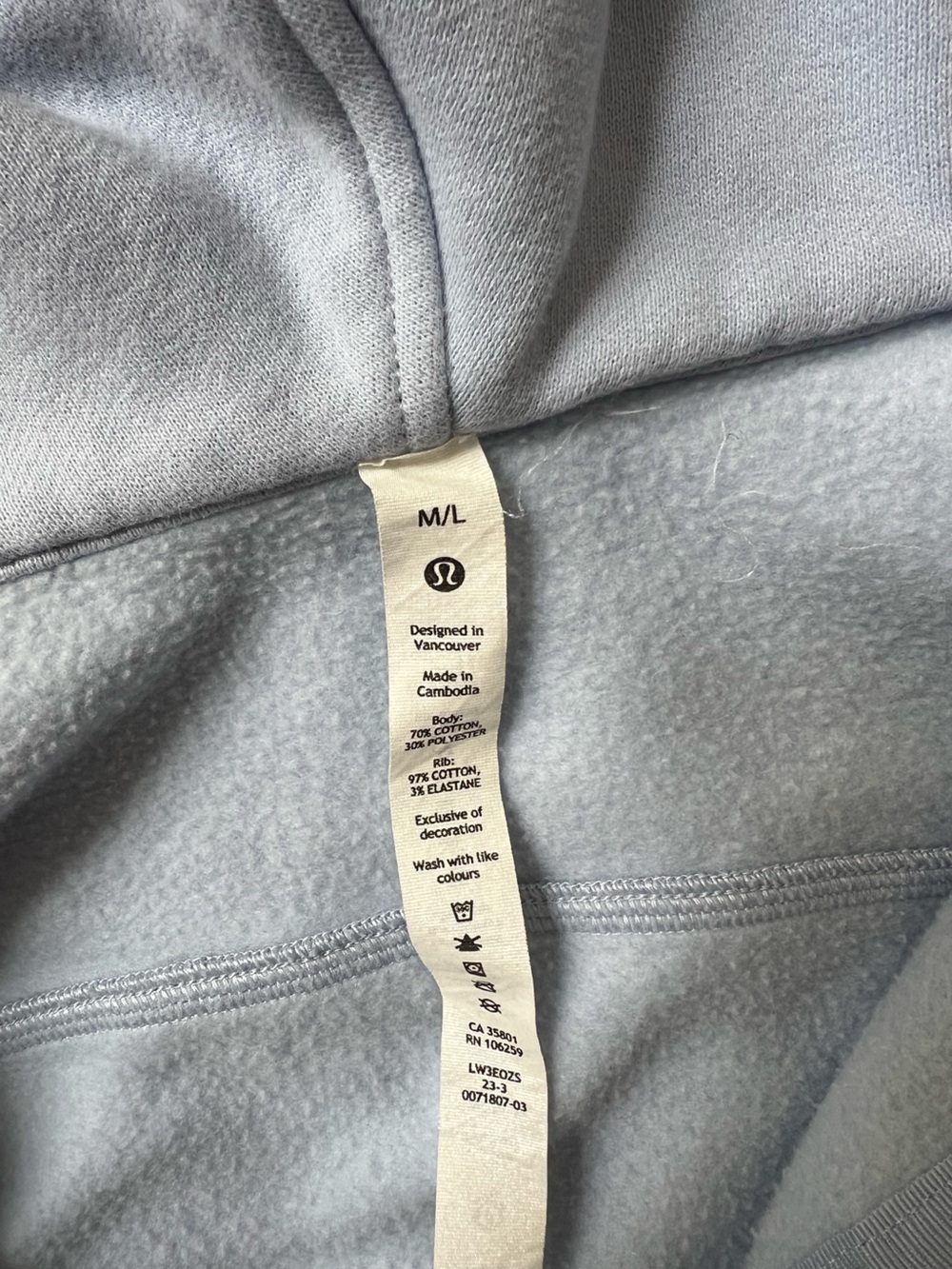 Lululemon full zip scuba hoodie Light Blue “Blue Linen” - Picture 3 of 4
